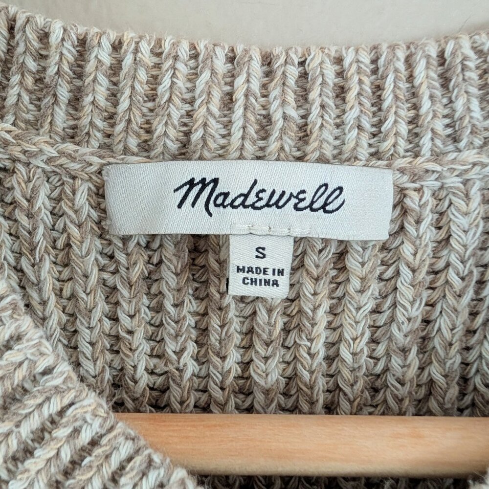 Madewell Sleeveless Sweater Oatmeal Chunky Preppy Modern Minimalist Womens S - Picture 8 of 12